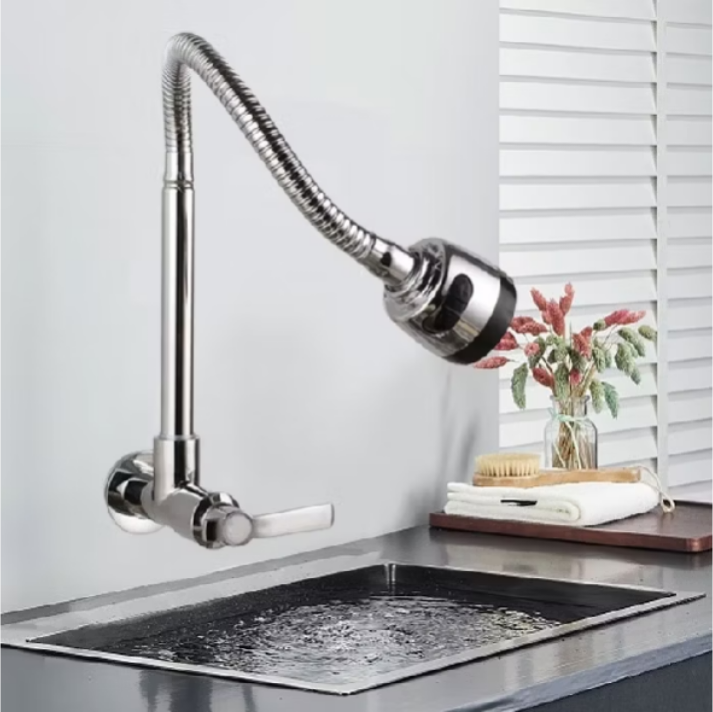 Inox Prata Torneira com chuveiro com rotação de 360° Cozinha Luxo Parede Promoção