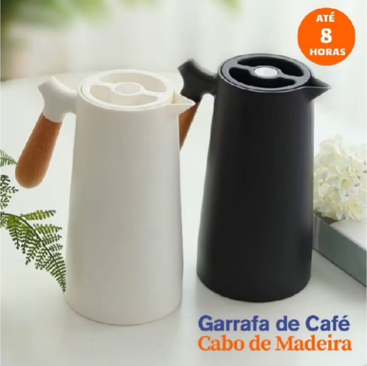 Garrafa de Café Térmica Cabo de Madeira 1 Litro Várias Cores