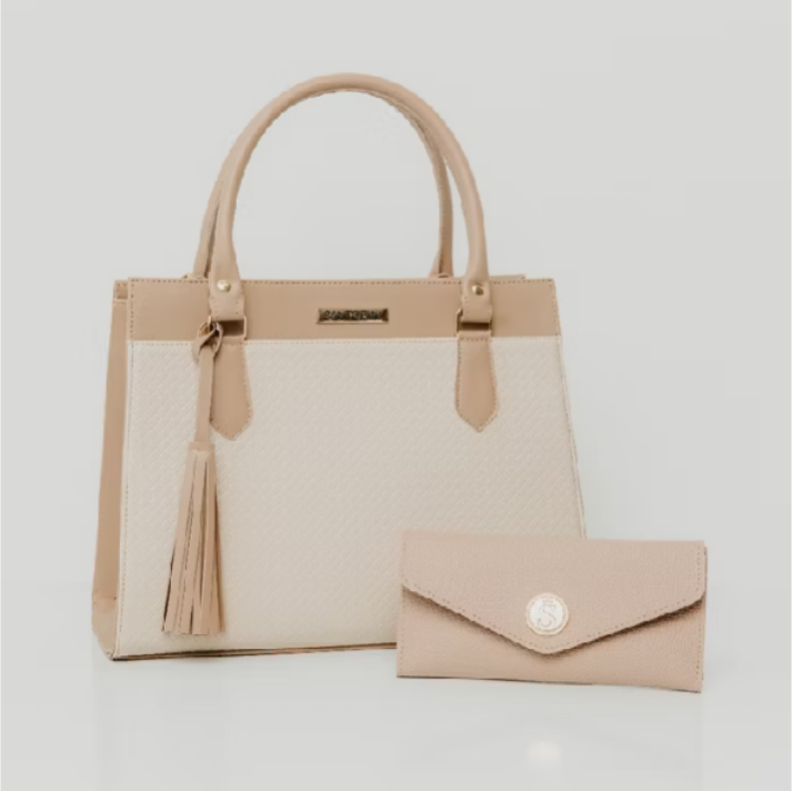 Bolsa feminina grande transversal tiracolo tote kit carteira porta moedas porta cartão