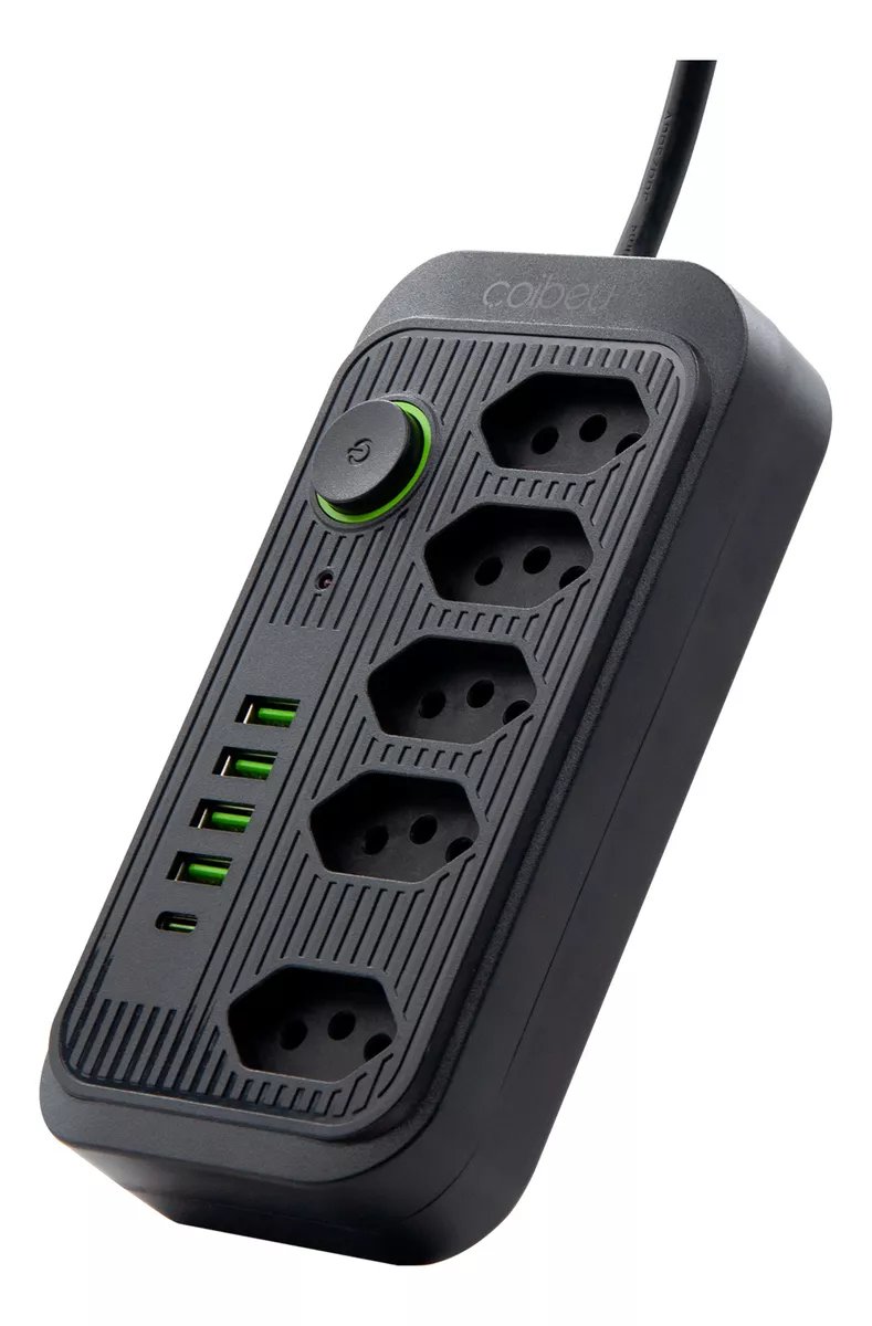 Extensão 5 Tomadas E 4 Usb 1 Pd Led Bivolt Power 110v/220v
