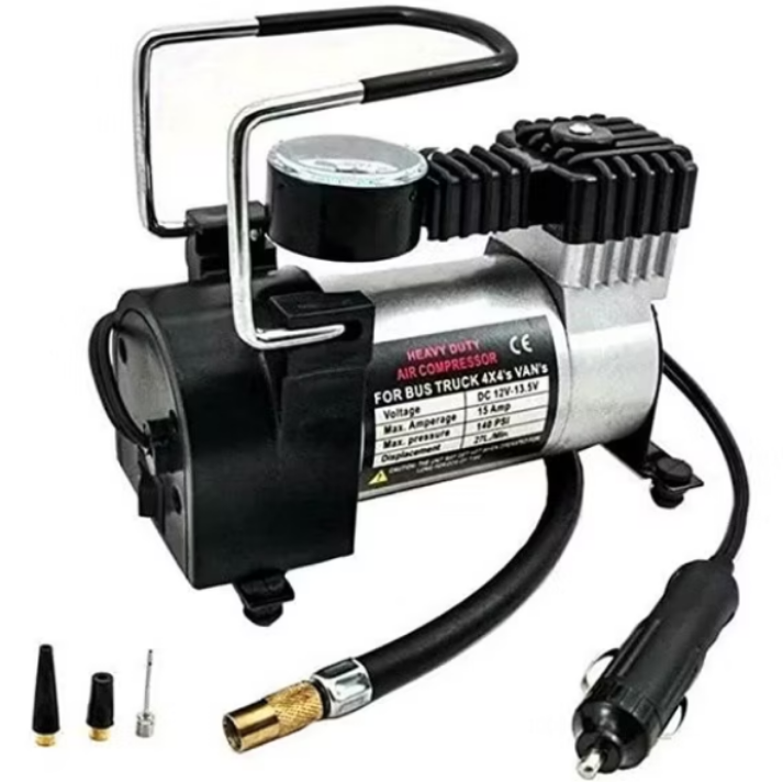 Compressor De Ar Elétrico Portátil 12v Encher Pneu Carro Moto Bike Bicicleta Bola Piscina Inflável