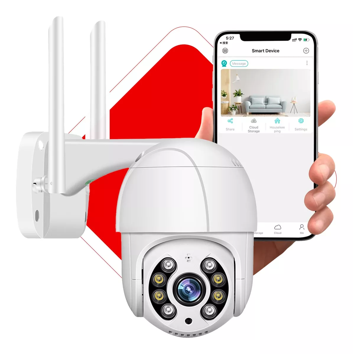 Câmera De Segurança Interna Externa Wi-Fi Smart Ip Prova D'água Com Infravermelho HD App Yoosee Cor Branco Fergusom