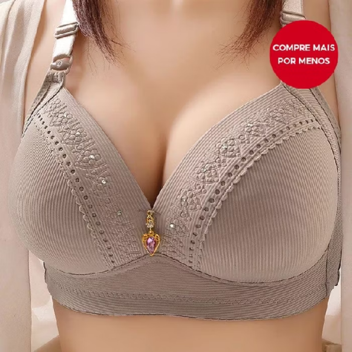 Dê uma olhada em Soutien Feminino Push Up Plus Tamanho Copa Cheia Ajustável Peito Elevação Suporte Superior Costas Sem Anel De Aço