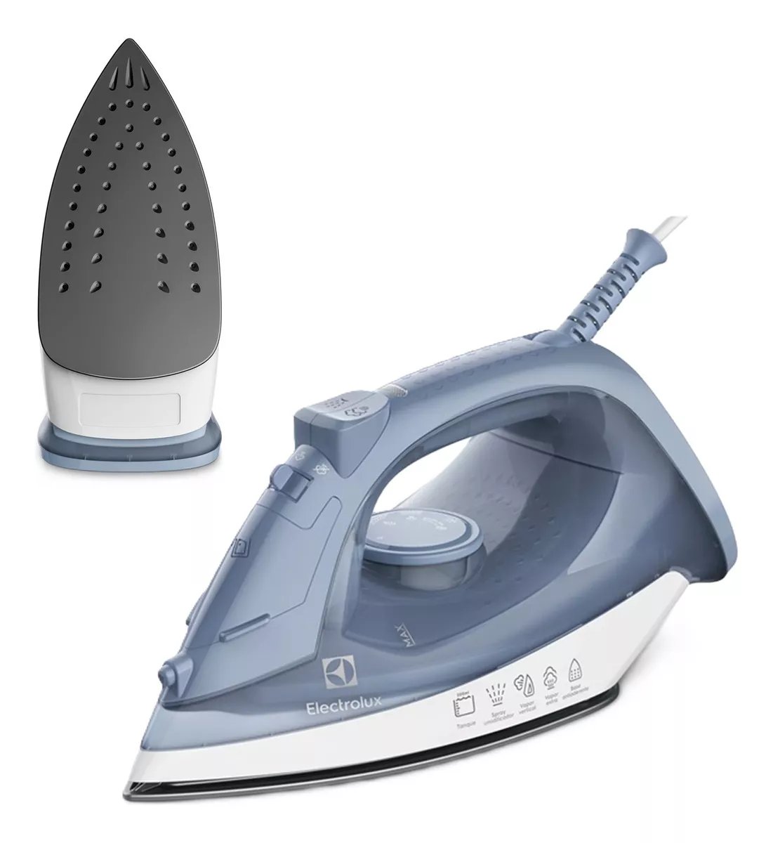 Ferro de Passar Seco e Vapor Electrolux Efficient Base antiaderente Vapor Vertical Extra 1200W de Potência Cabo 1,35m ESI10