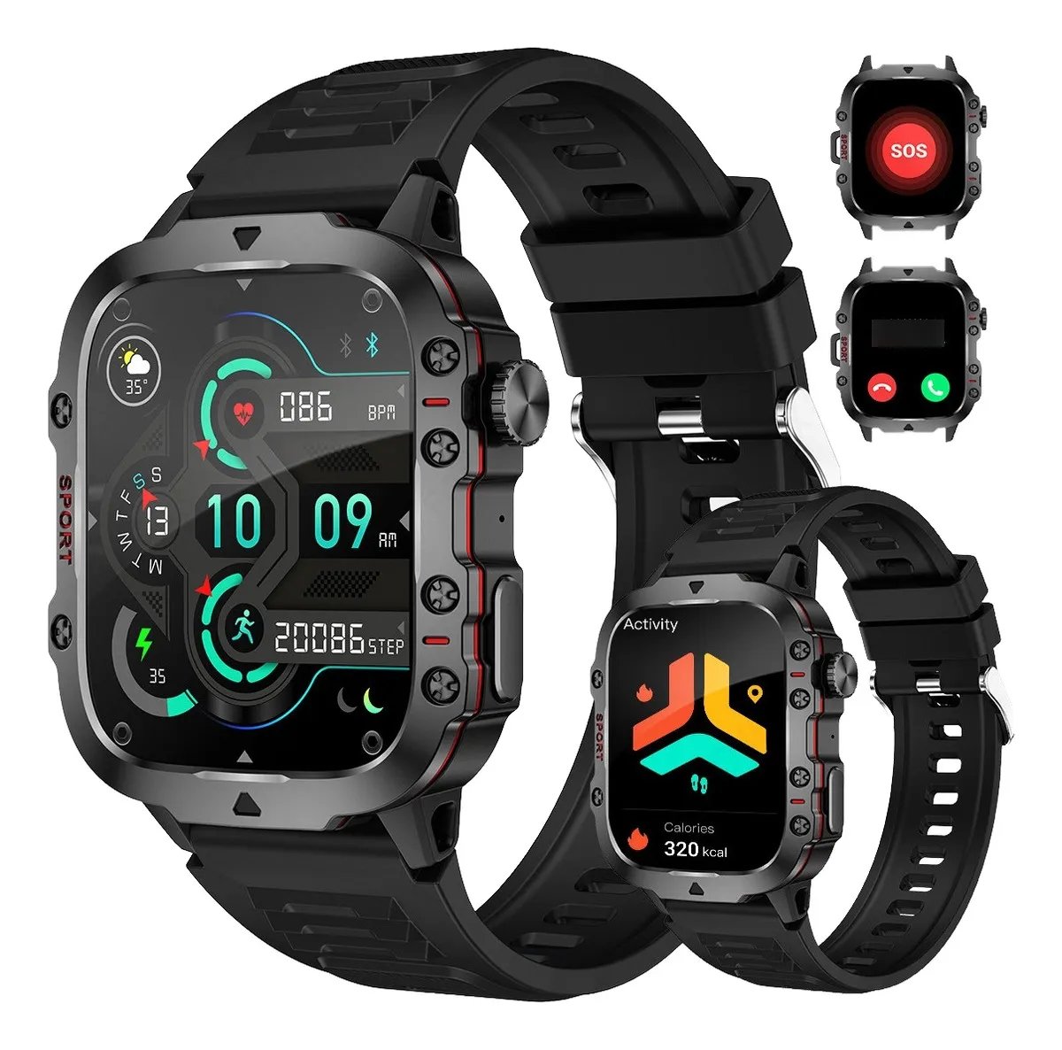 Relógio Inteligente Smartwatch Masculina Militar Esportivo