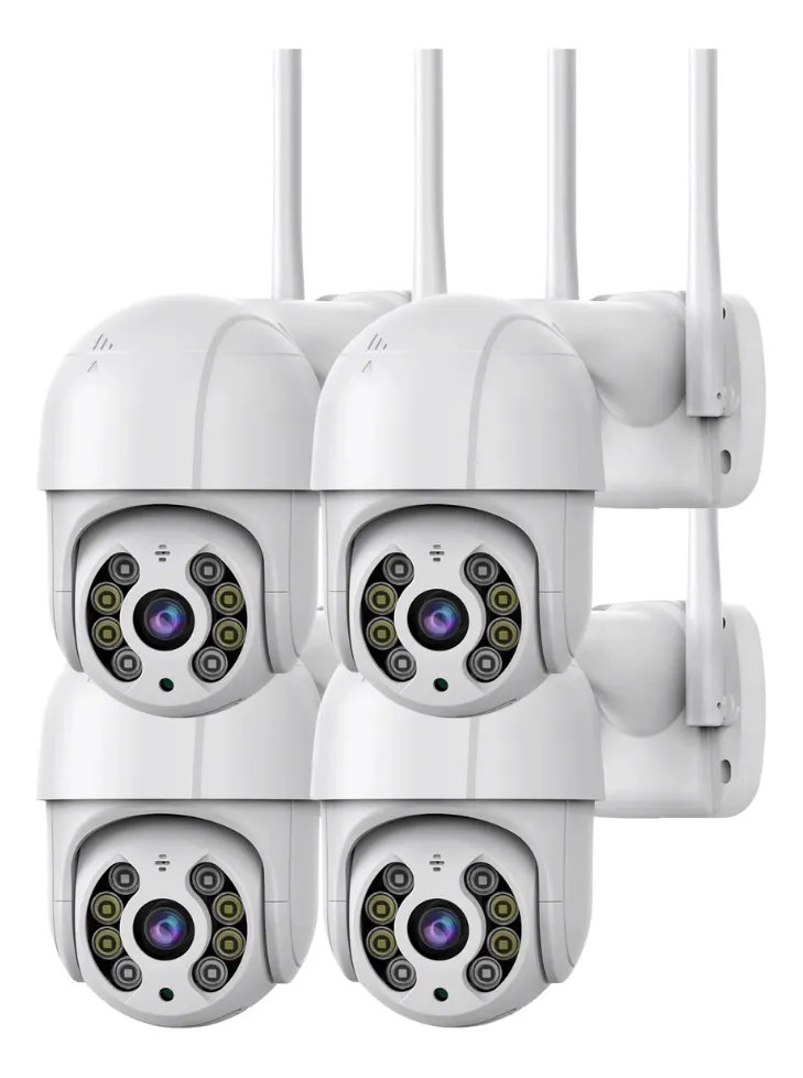 Kit 4 Câmera Segurança Wifi Auto Traking A8 Icsee Full Hd Cor Branco