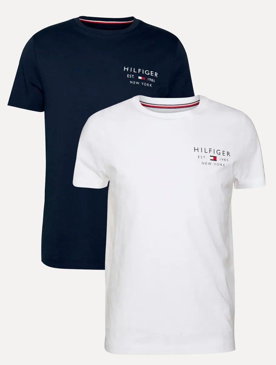 Kit Camiseta Tommy Hilfiger Logo Azul Marinho/branco