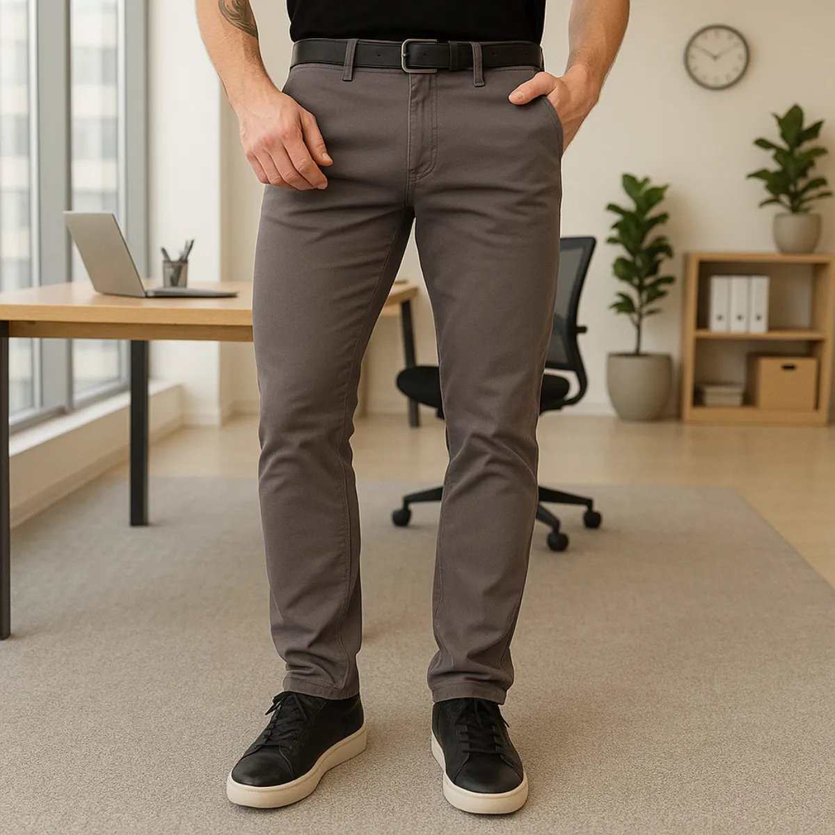 Calça Sarja Masculina Alfaiataria Bolso Faca Tradicional