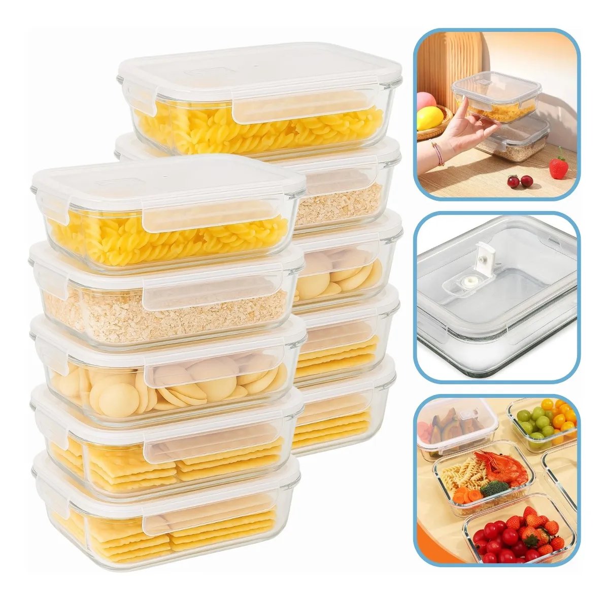Kit 10 Marmita Pote Vidro Hermético Vidro Tampa Trava 340ml