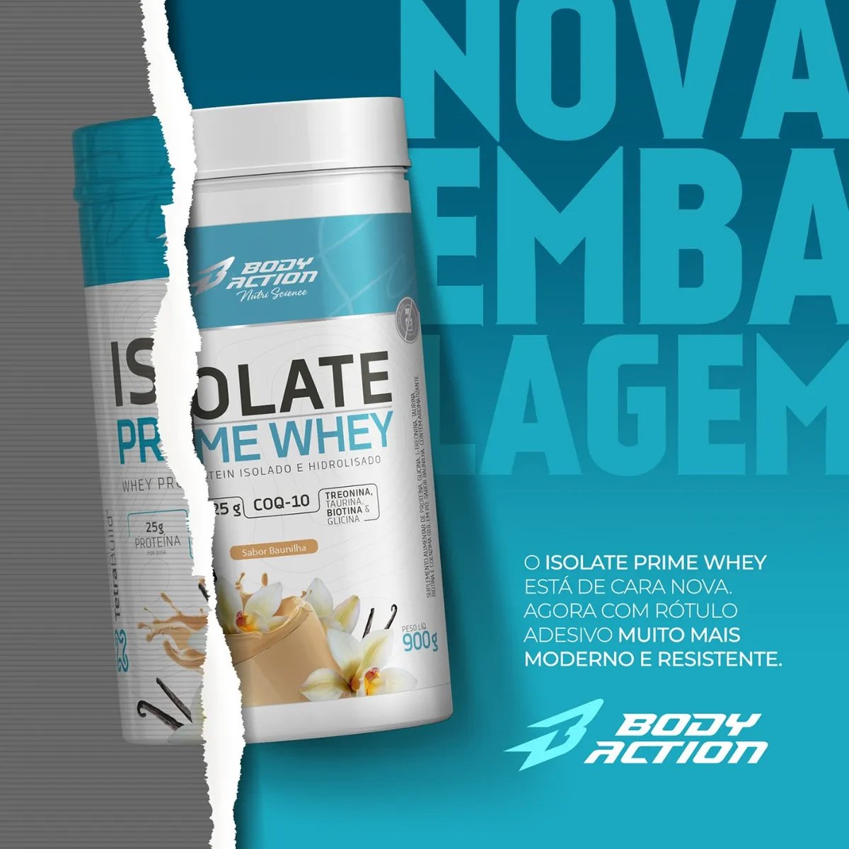 Isolate Prime Whey 900g Sem Lactose - Isolada Bodyaction Sabor Baunilha