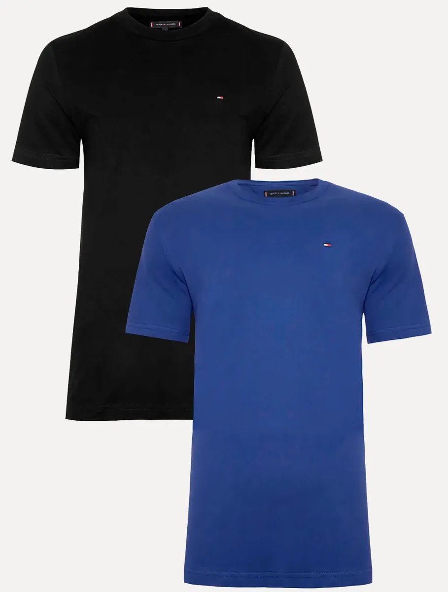 Kit Camisetas Tommy Hilfiger Essential Preta/azul Royal 2un