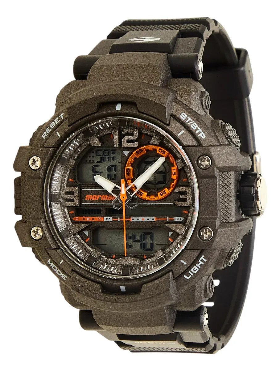 Relógio Masculino Action Mo0949/8l 10 Atm Preto Mormaii Fundo LCD POSITIVO