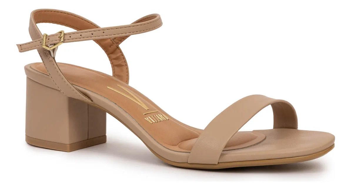 Sandália Feminina Salto Grosso Com Fivela Conforto Original