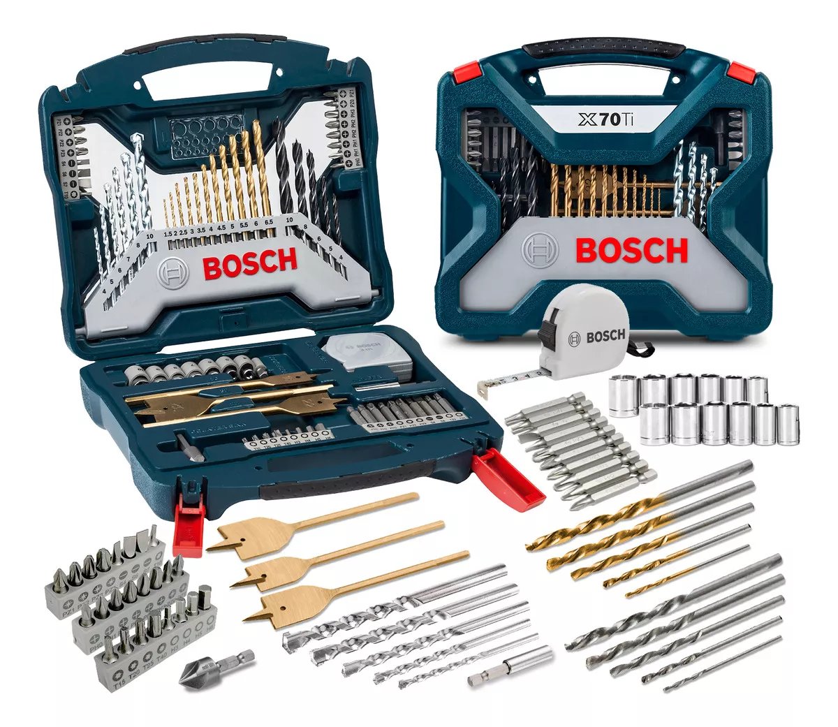 Kit De Pontas E Brocas Para Furar E Parafusar Em Titânio Bosch X-line 70 Peças