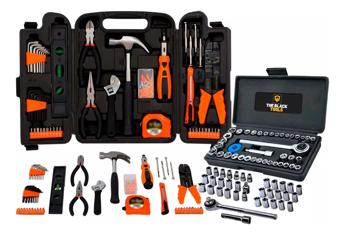Kit Jogo De Ferramentas Completo C/ Soquetes E Chaves The Black Tools