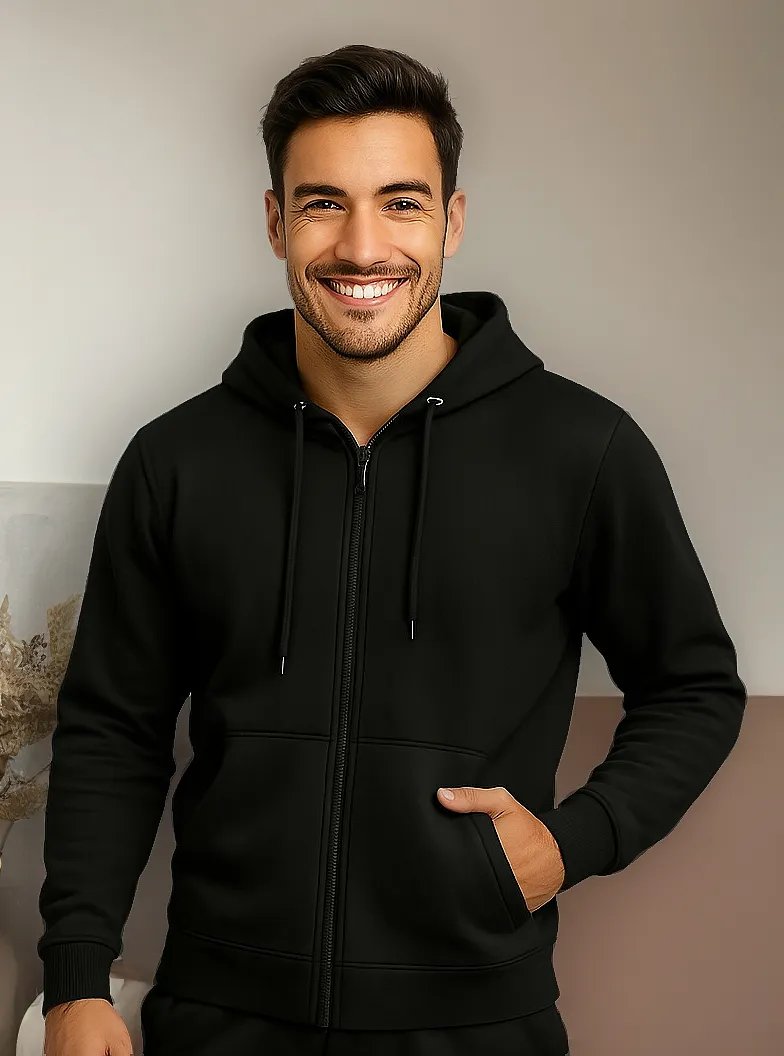 Jaqueta, Blusa Moletom Masculina Bolso Canguru Com Ziper