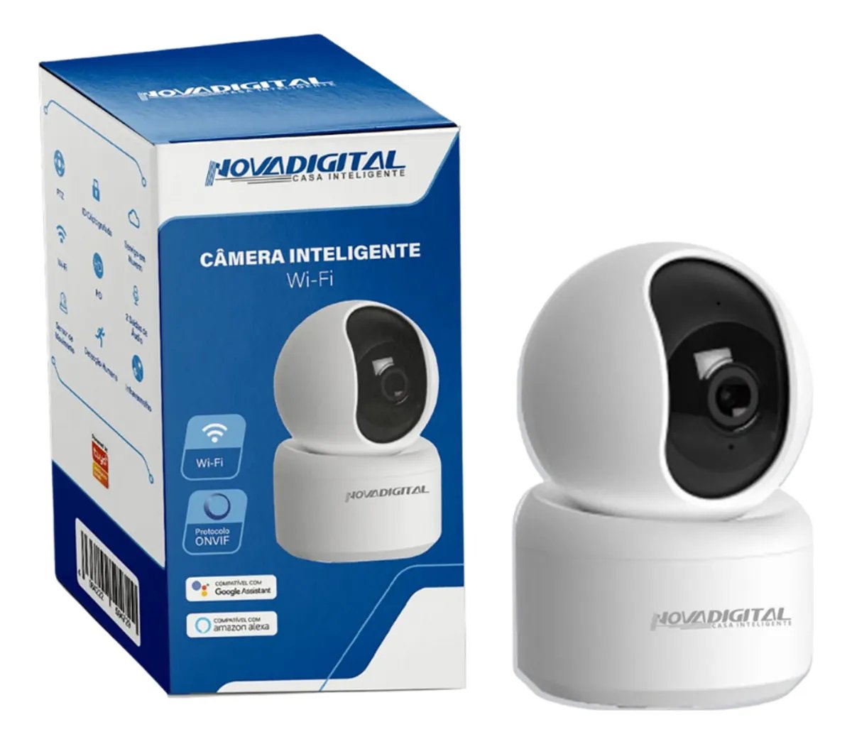 Câmera Inteligente Wifi Novadigital HD 1080p Onvif Tuya Smart Life Alexa Google 110V 220V CS-355A Branca