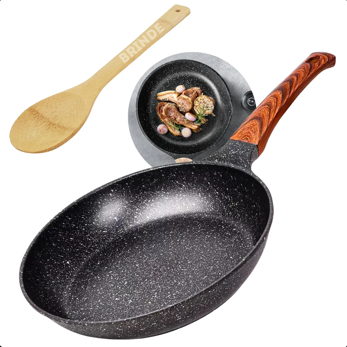 Frigideira Cerâmica Antiaderente Grande Para Fogão A Gás Indução Cooktop Panela Frita Sem Óleo Moderna Mix