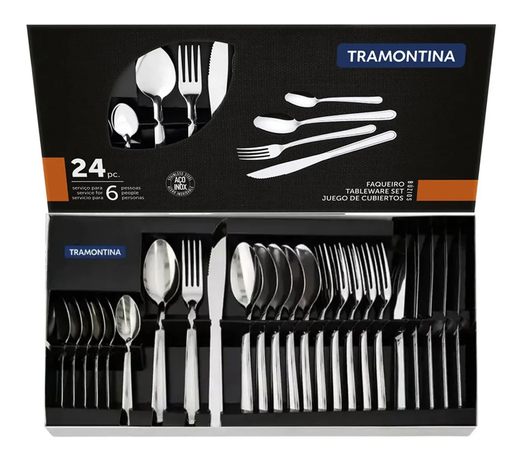 Jogo Talheres Faqueiro Búzios Aço Inox 24 Peças Tramontina