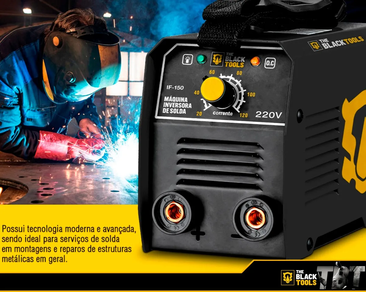 Máquina Solda Inversora Mma The Black Tools Preto 50/60hz Voltagem