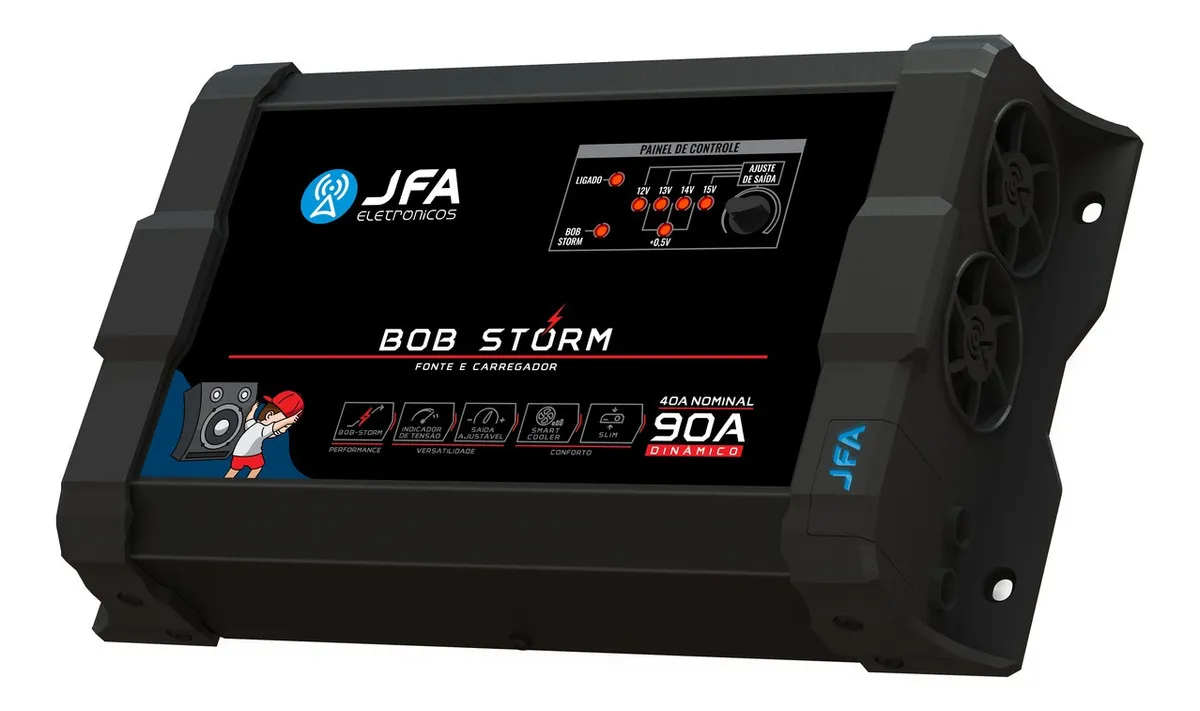 Fonte Carregador Jfa Bob Storm 90a Bivolt Automático Cor Preto