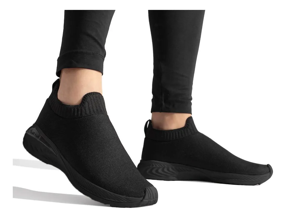Tênis Masculino Meia Sem Cadarço Preto Leve Calce Fácil Slip