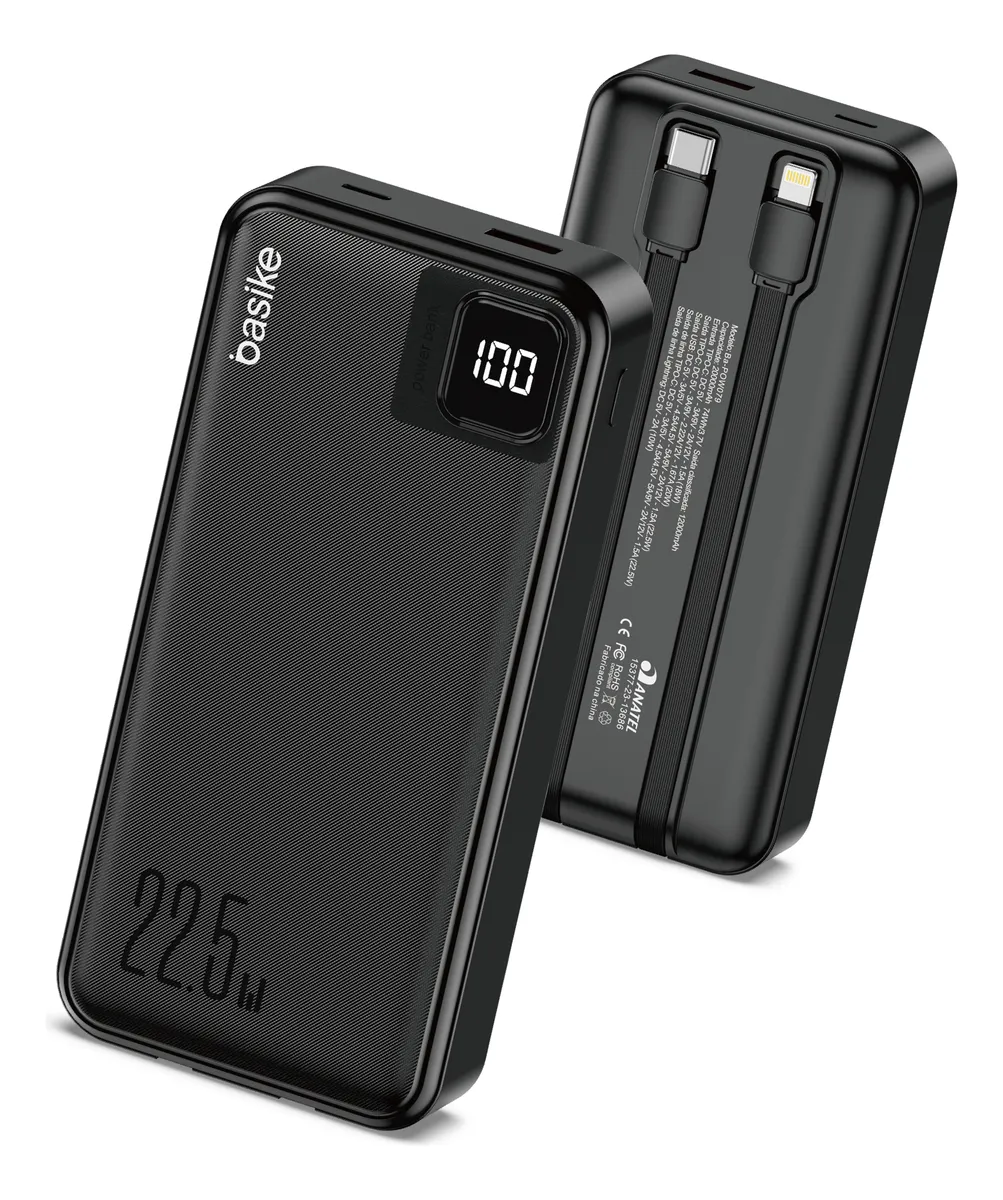 Power Bank 20000mah Portátil Carga Rápida 22.5w Com Display