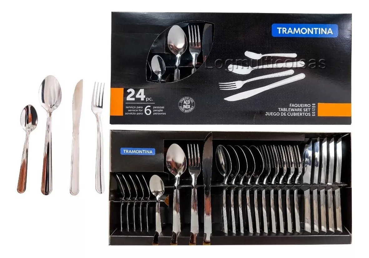 Faqueiro 24 Peças Búzios Inox Tramontina Cor Cinza Claro