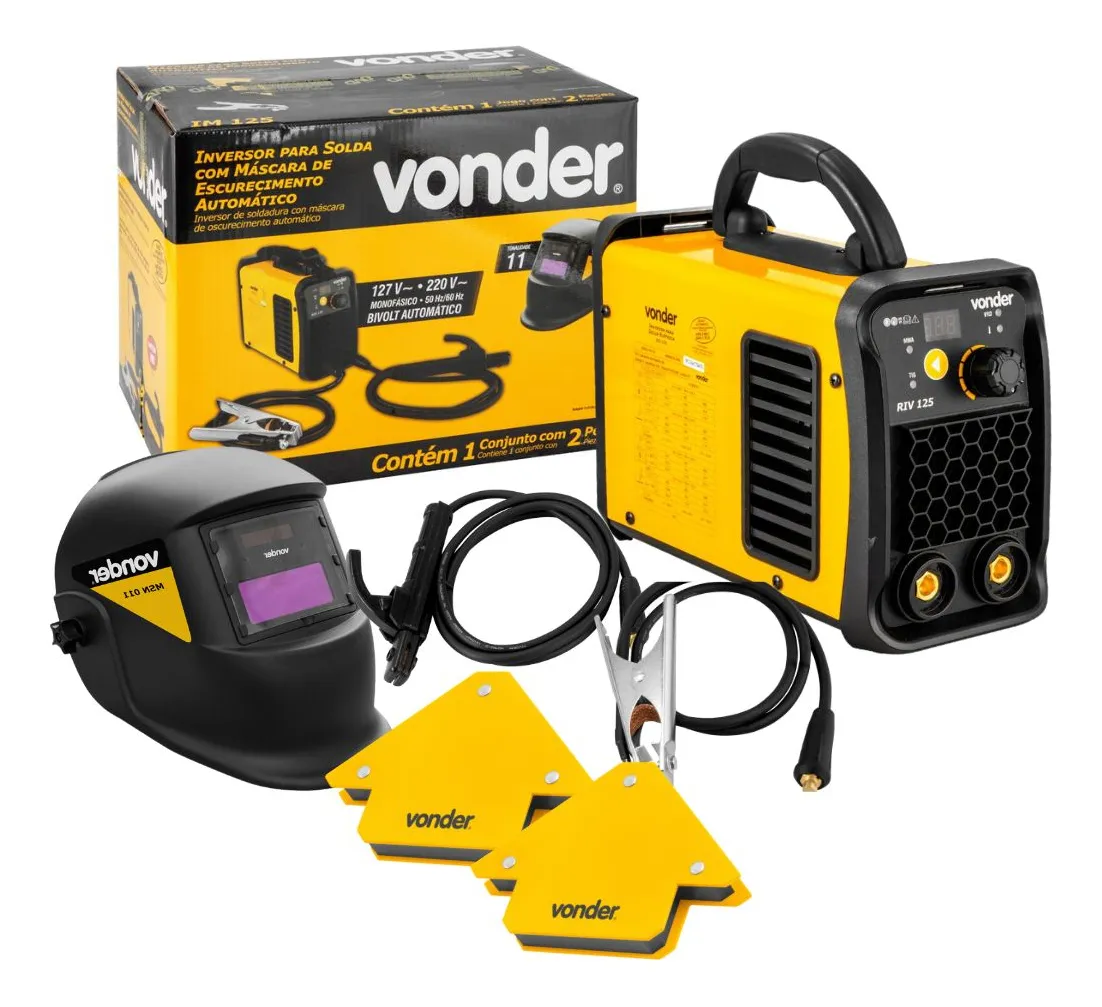 Máquina Solda Vonder 120a Bivolt Im125 Máscara 2 Esquadros