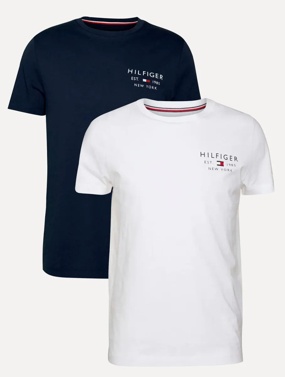 Kit Camiseta Tommy Hilfiger Logo Azul Marinho/branco