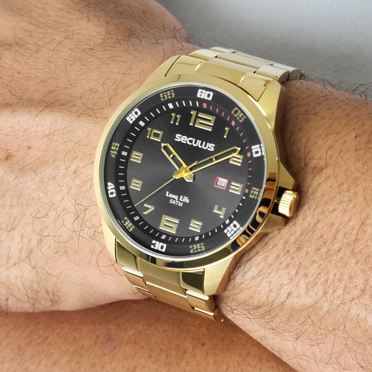 Relógio Masculino Seculus Analógico Dourado