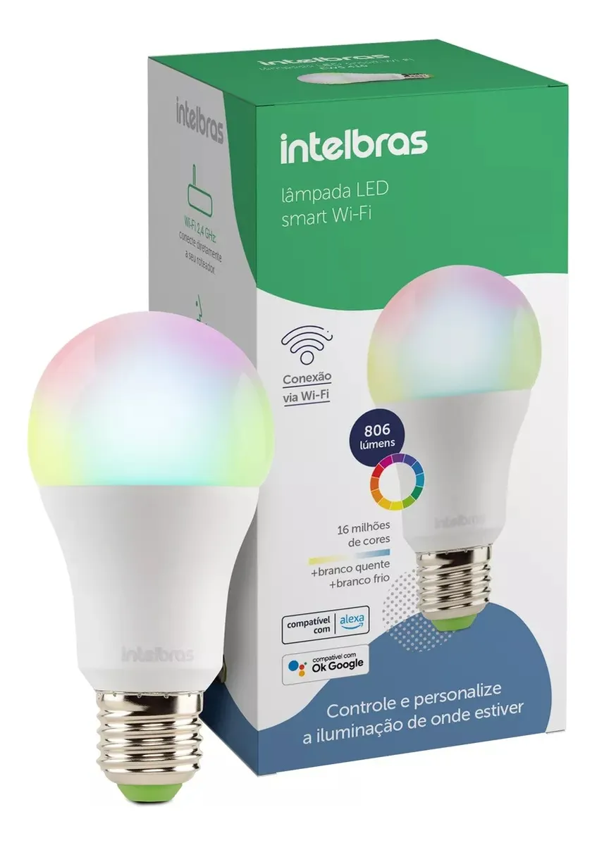 Lâmpada Inteligente Rgb Wifi Led App Mibo Smart Intelbras