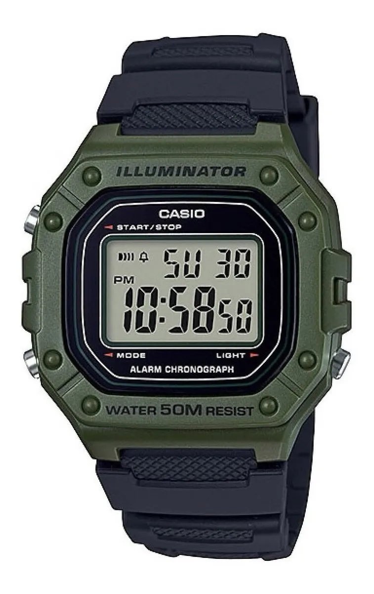 Relógio Casio Masculino Digital Illuminator W-218h-3avdf Correia Preta