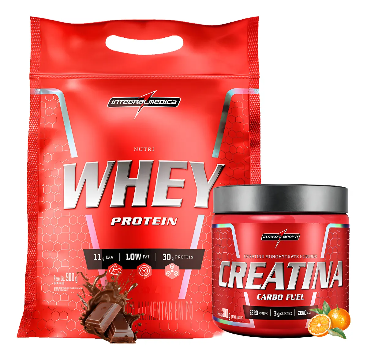 Kit Nutri Whey 900g + Creatina Carbofuel 300g Integralmedica