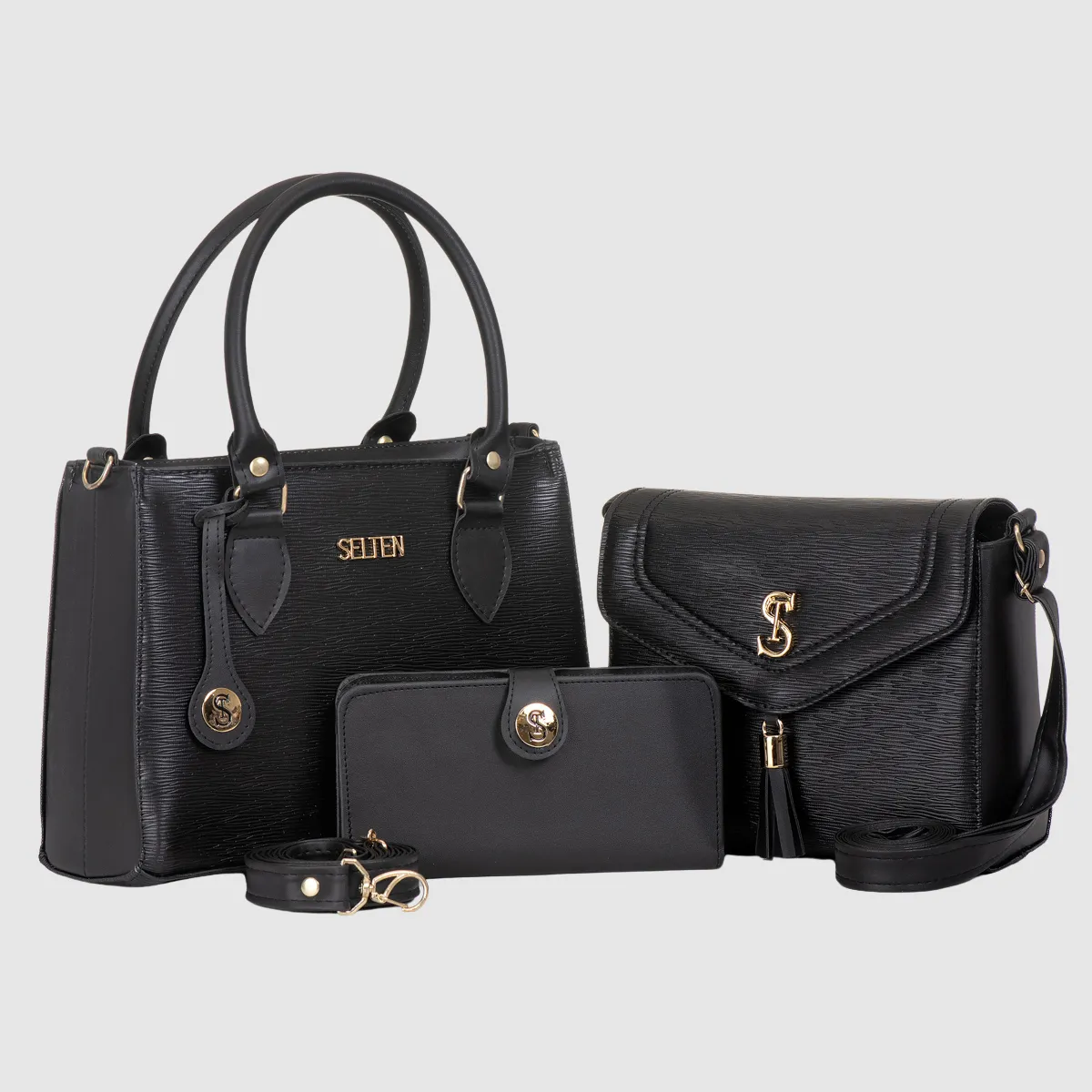 Kit Bolsas Feminina Media E Bolsa Pequena Com Carteira