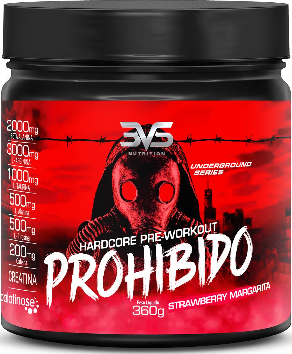 PROHIBIDO PRÉ TREINO 360g - Sabor: Morango (Strawberry Margarita)