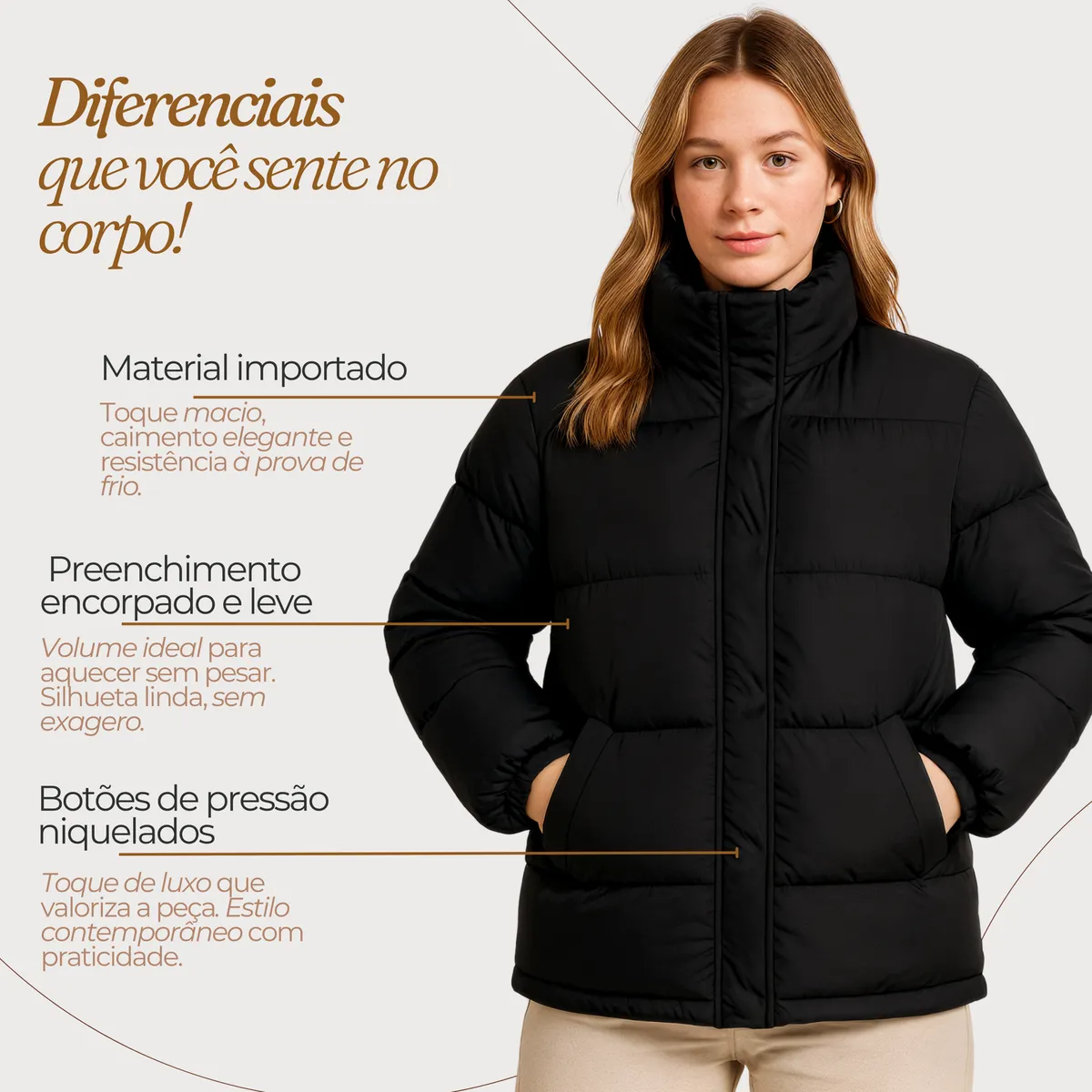 Jaqueta Feminina Puffer Bobojaco Exclusiva Impermeável Luxo