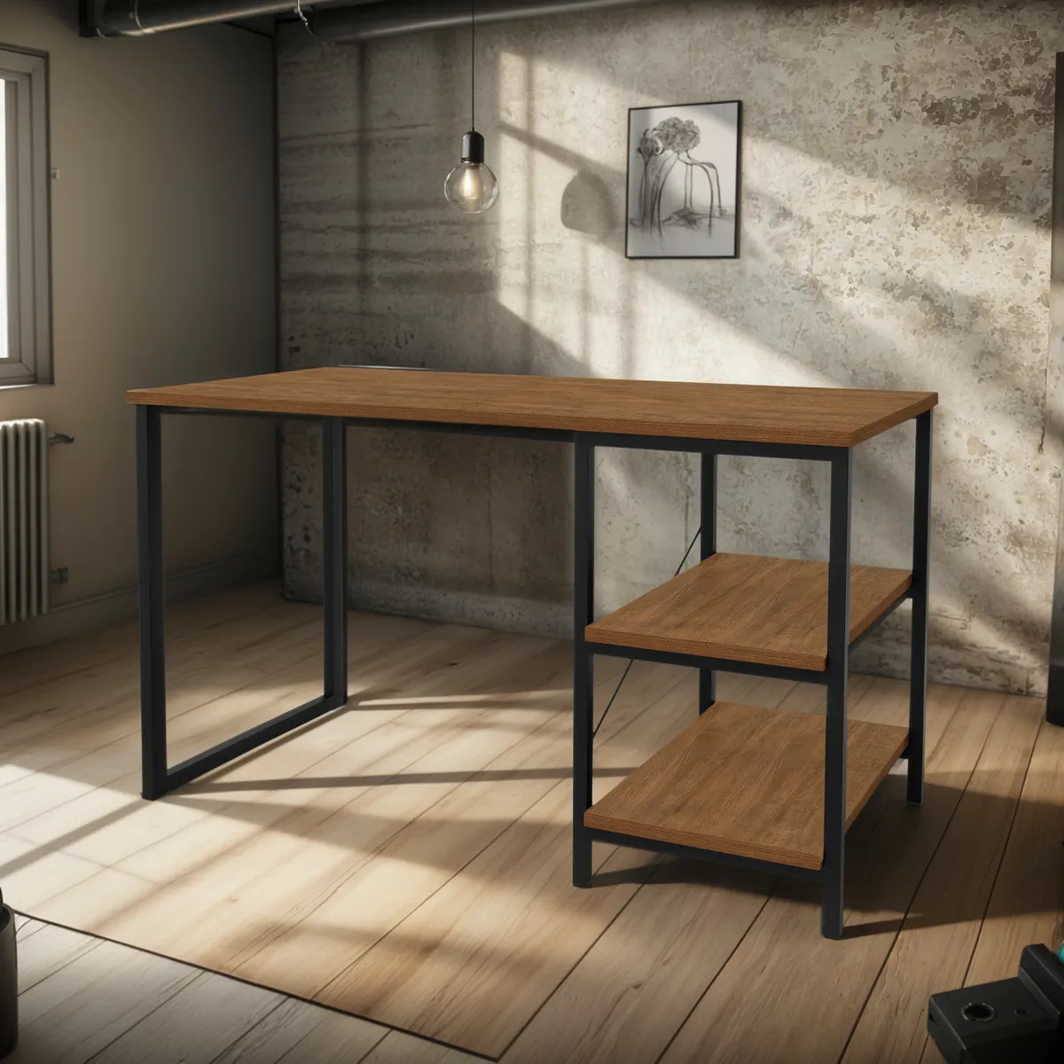 Mesa Com 2 Prateleiras 1,20 Home Office Estudo