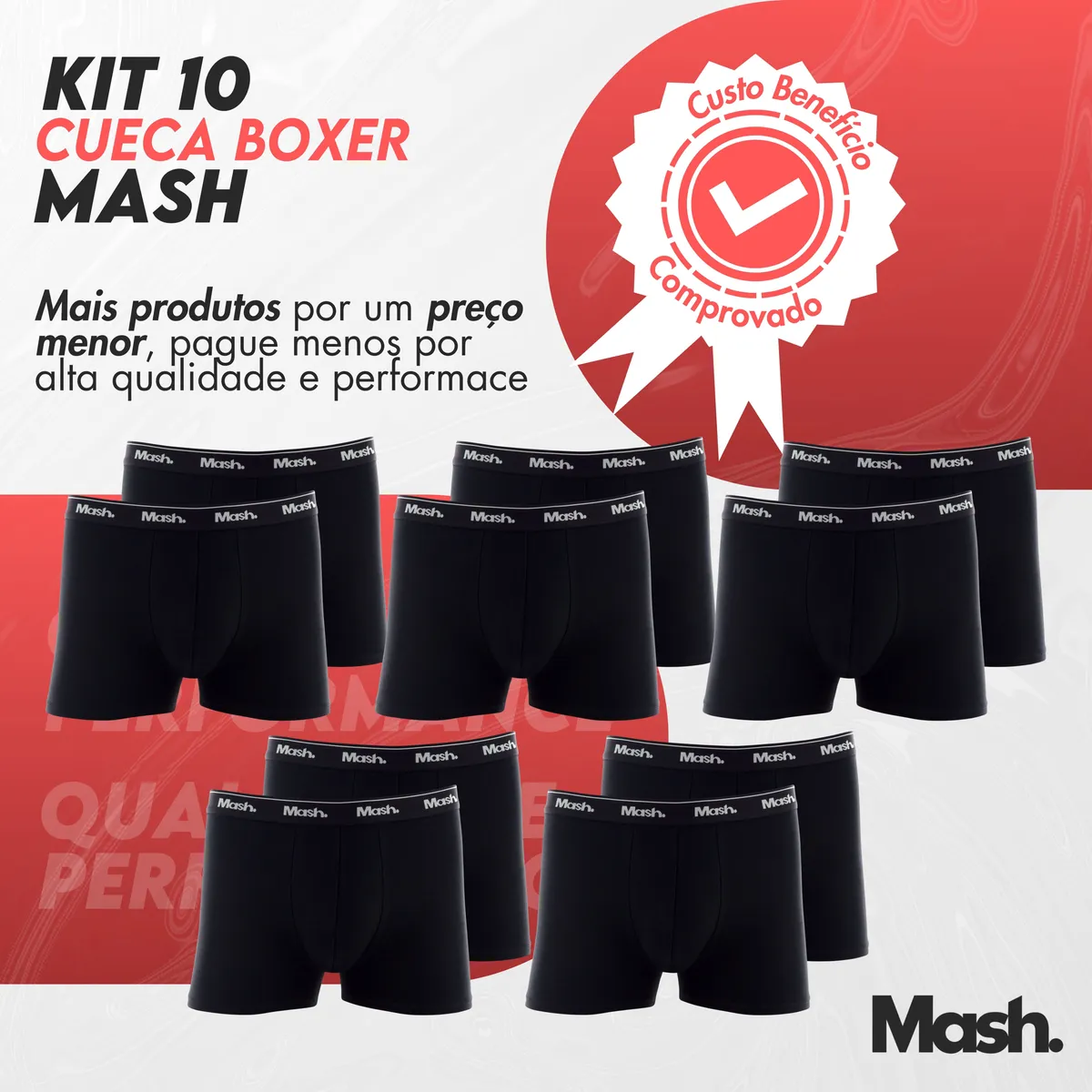Kit 10 Cuecas Mash Boxer Original Masculino Algodão Atacado