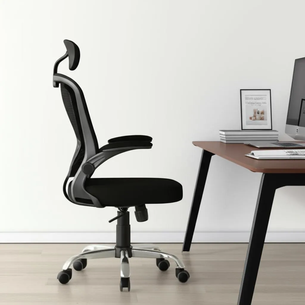 Cadeira De Escritório Ergonômica Giratória B100 Com Estofado Mesh com Ajuste Lombar Luvinco