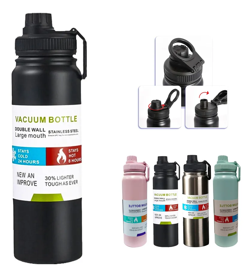 Garrafa Térmica Água Squeeze Inox Academia 800ml Quente E Frio
