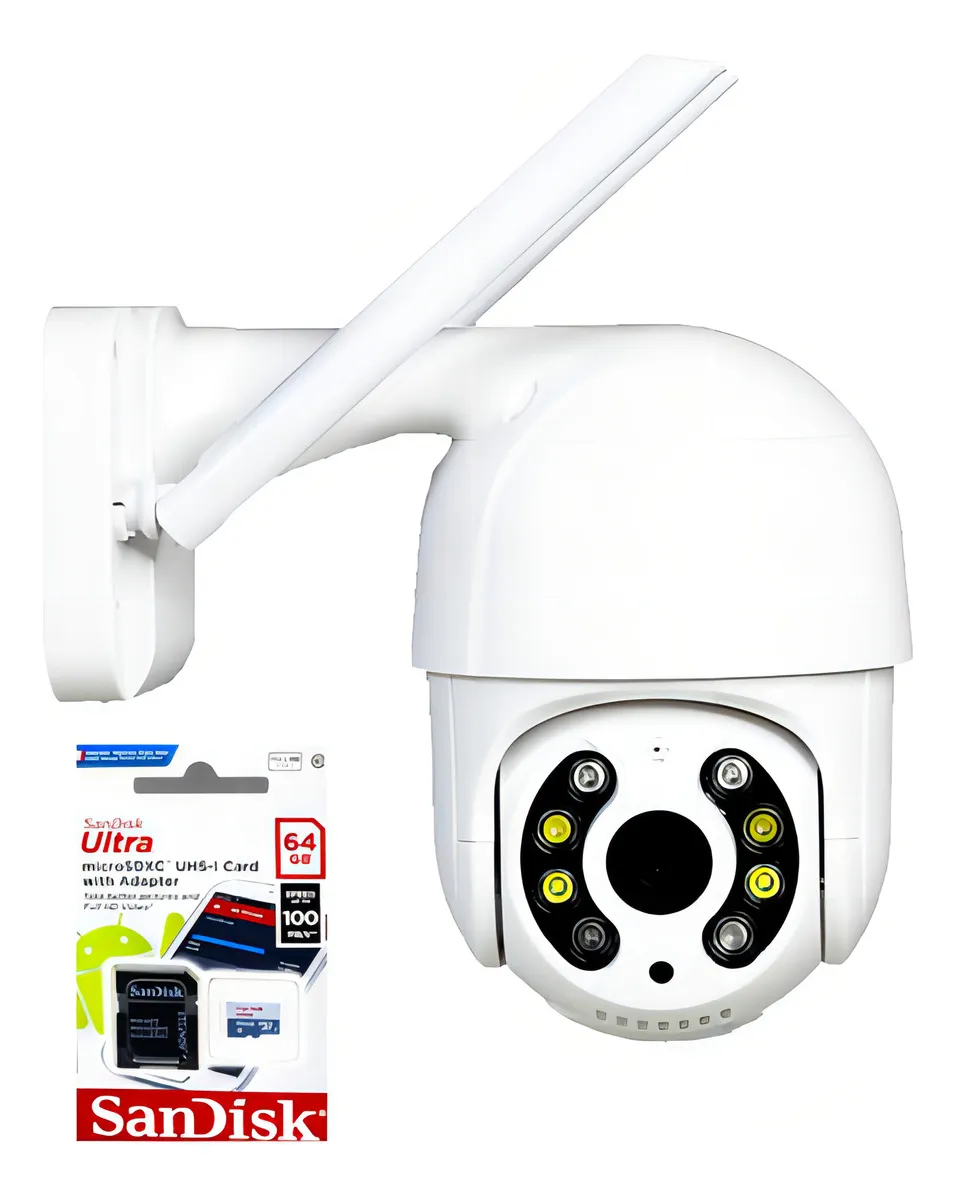 Câmera Segurança Ip Prova D'água Audio Icsee + Cartão 64gb Cor Branco