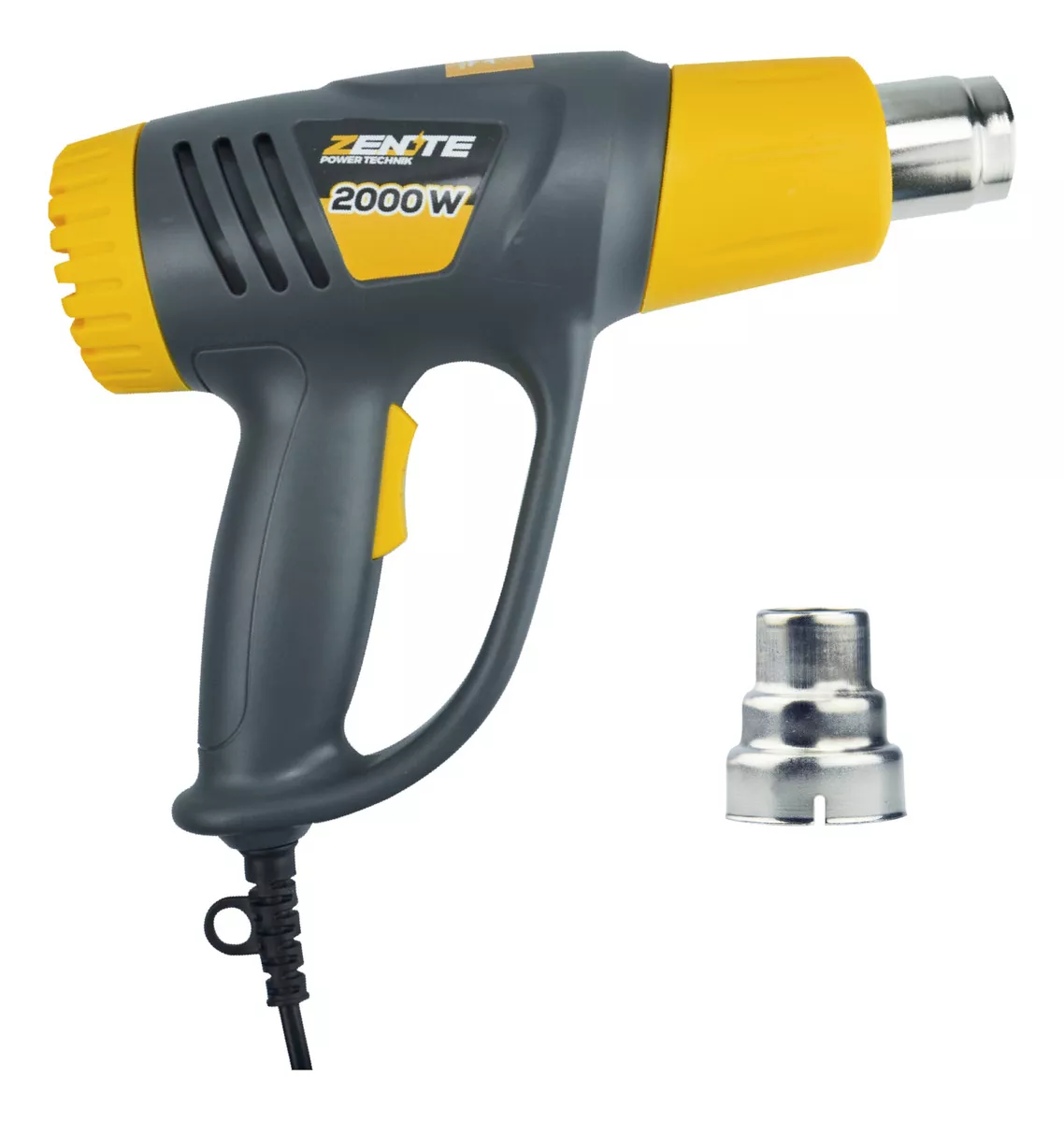 Soprador Térmico 2000w Ar Quente 2 Estagios + Ponta Redutora Cor Cinza e Amarelo