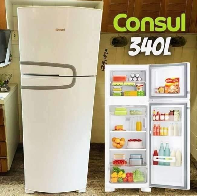 Geladeira Consul Frost Free 340L Branca Prateleiras CRM39AB
