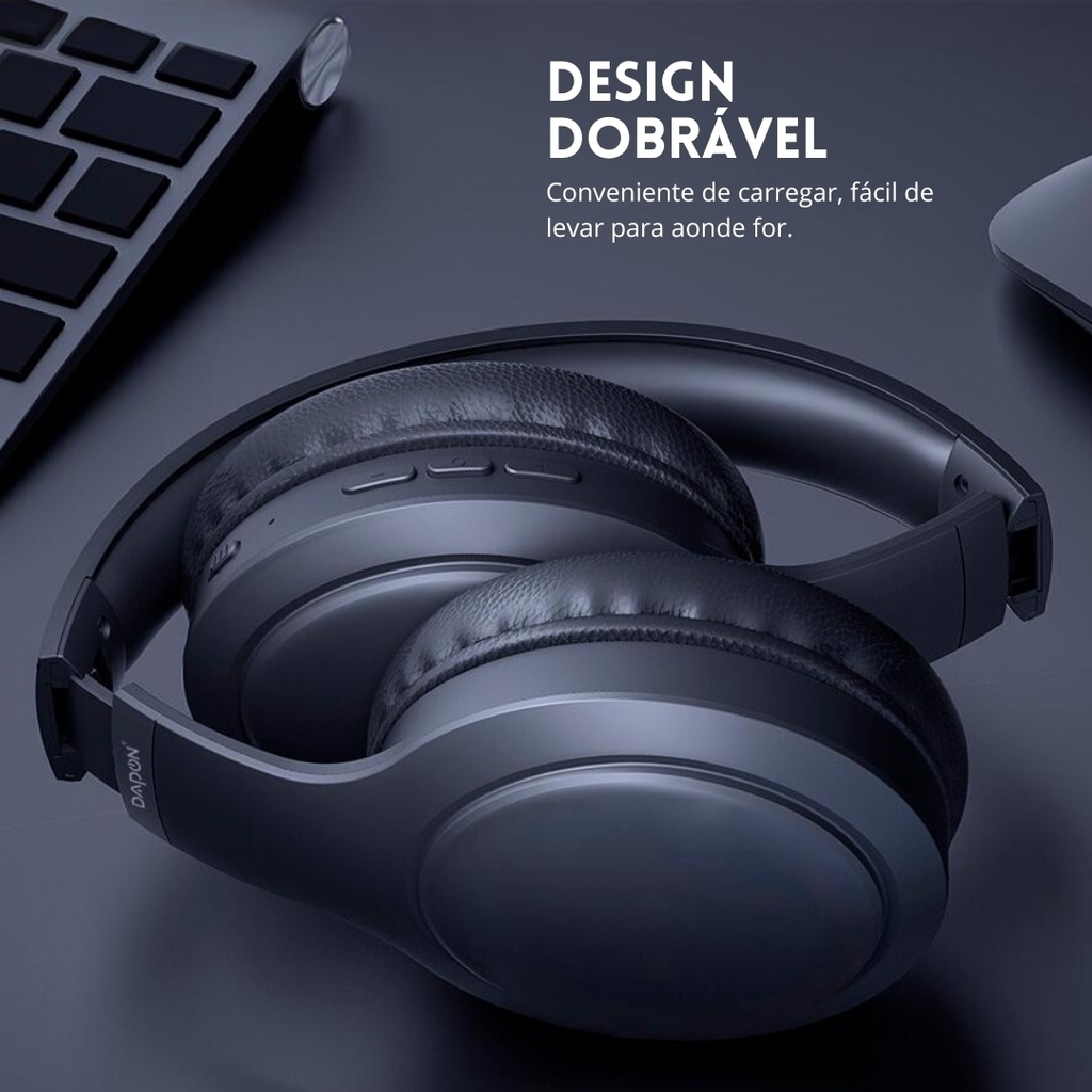 Fone De Ouvido Headphone Dapon H02d Bluetooth 5.1 Microfone Cor Bege