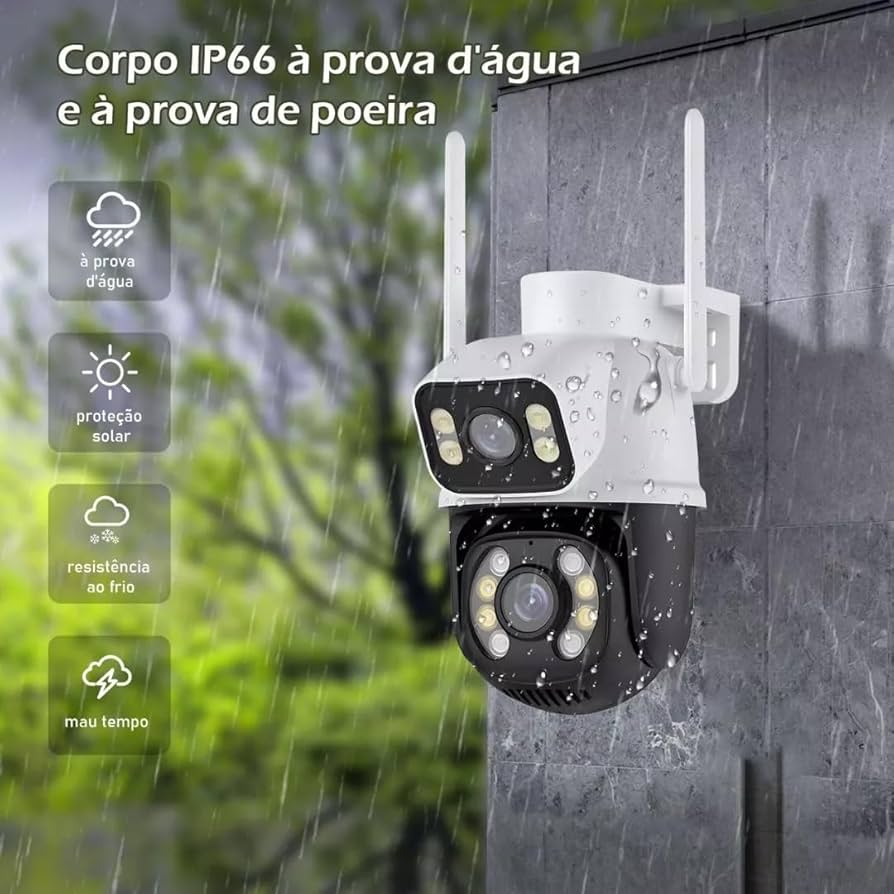 Câmera De Segurança Infravermelho Wi-fi Smart A28b Dupla Lente Ip Prova D´agua- Bahrein