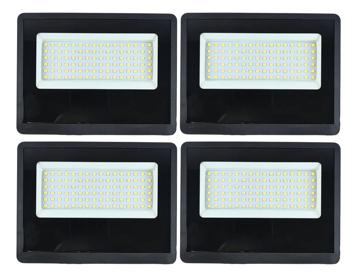 Kit 4 Refletor Led 200w Holofote Bivolt Prova Dágua Luz Frio