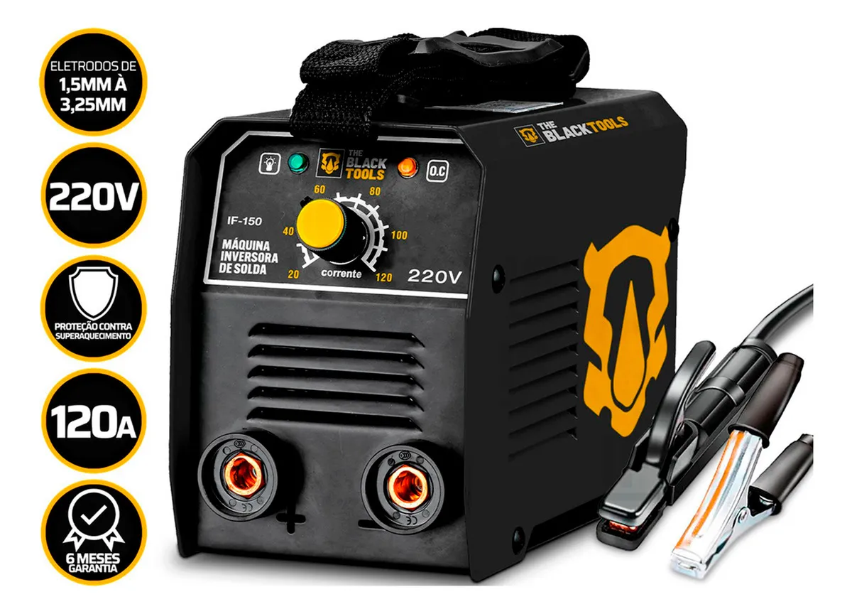 Máquina Solda Inversora Mma The Black Tools Preto 50/60hz Voltagem