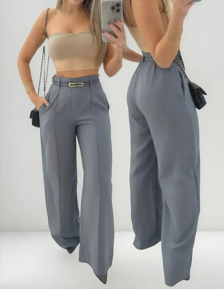 Calça Feminina Social Estilo Alfaiataria Pantalona Fashion
