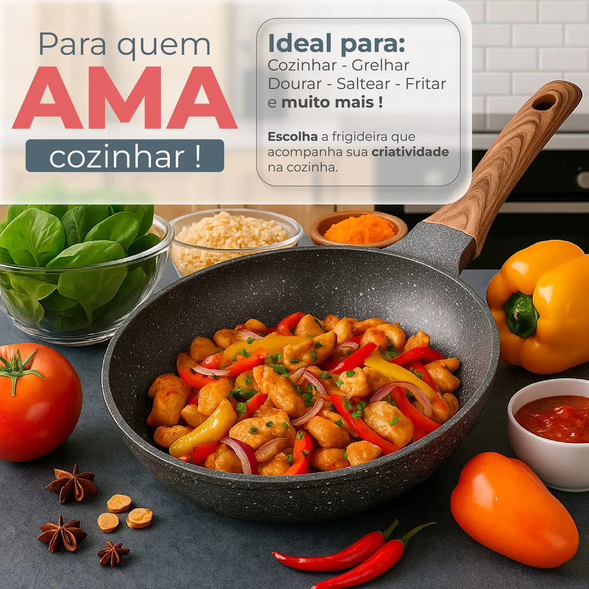 Panela Frigideira De Indução Compacta Profissional 24 Cm